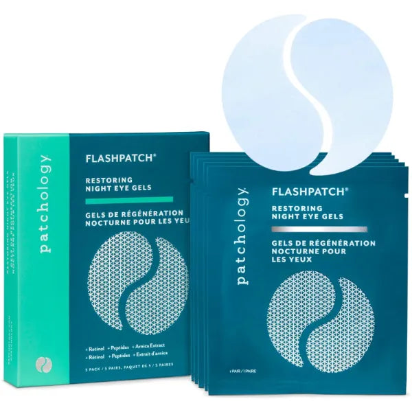 Patchology FlashPatch Restoring Night Eye Gel Patches with Retinol, Squalane & Peptides – Hydrogel Under Eye Masks for Fine Lines, Dark Circles & Puffiness – Overnight Eye Care