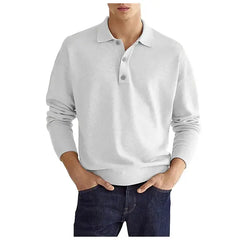 Polo Shirts for Men Turn-Down Collar Long Sleeve Slim Fit Solid Color Summer Sports Business Casual Polo Shirt