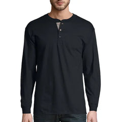 Hanes Men's and Big Men's Beefy Heavyweight Long Sleeve Three-Button Henley