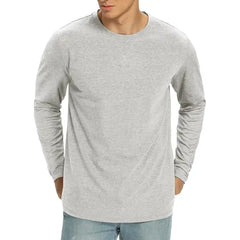 Iceglad Mens Premium Cotton Fashion Casual Crew Neck Long Shirts