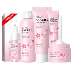 LAIKOU Skin Care Set JAPAN SAKURA Beauty Gift Sets Skin Care Kit with Serum, Eye Cream, Face Cream Travel Kit for Women Wife Mom Teen Girls TSA friendly Sizes Christmas Gift