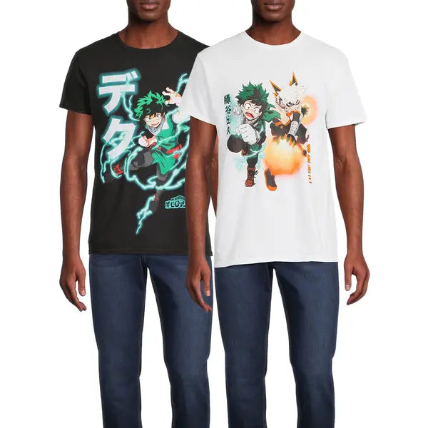 My Hero Academia Men's and Big Men's Graphic Tee Shirts, 2-Pack