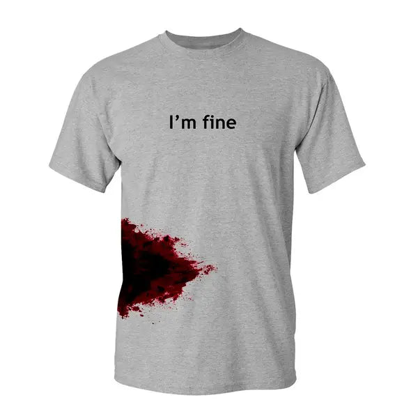 I'm Fine Men's Funny Novelty Graphic Halloween Zombie T Shirt