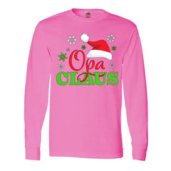 Inktastic Opa Claus with Christmas Santa Hat and Snowflakes Long Sleeve T-Shirt
