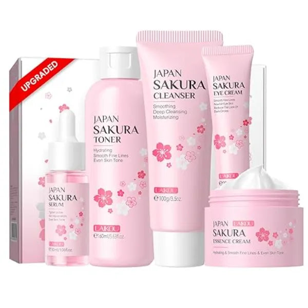 LAIKOU Skin Care Set, Skin Care Routine Kit for Women, Teen Face Care Kit Girls, Skincare Gift Set with Cleanser, Toner, Serum, Eye Cream, Face Cream for Mother's Day Christmas Birthday Daughter Wife