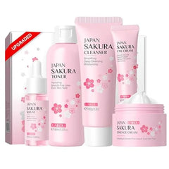 LAIKOU Skin Care Set JAPAN SAKURA Beauty Gift Sets Skin Care Kit with Serum, Eye Cream, Face Cream Travel Kit for Women Wife Mom Teen Girls TSA friendly Sizes Christmas Gift