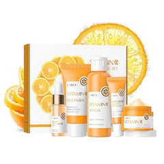 LAIKOU Vitamin C Skin Care, Skin Care Set with Cleanser, Toner, Serum, Eye Cream, Face Cream for Women Teen Girls Mom Daughter Mother's Day Christmas Birthday Beginner Kit TSA friendly