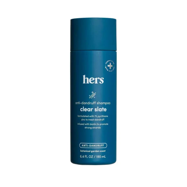 hers Clear Slate Anti-Dandruff Shampoo – Dermatologist-Formulated with 1% Zinc Pyrithione and Biotin for Dry Scalp Relief, Botanical Garden Scent