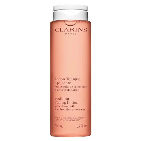 Clarins Soothing Toning Lotion Soft, Soothed and Comforted Skin After 14 Days Cleanses, Tones, Hydrates, Soothes and Balances Skin's Microbiota Alcohol Free Camomile Extract