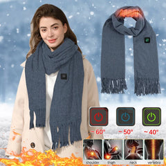 FAKKDUK Heated Scarf for Women & Men - Rechargeable Neck Warmer, Soft Winter Tassel Shawl Wrap for Cold Weather