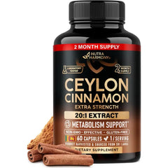 NUTRAHARMONY Ceylon Cinnamon Capsules Energy Heart & Metabolism Support 60 Capsules