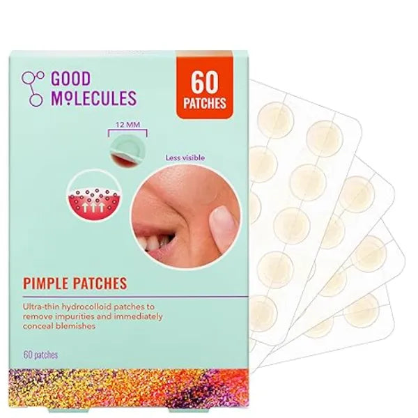 Good Molecules Pimple Patches for Face, Thin Hydrocolloid Acne & Zit Patches, Invisible Under Makeup, Clinically Tested Acne Spot Treatment