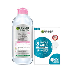 Garnier Skin Active Micellar Water Classic 400ml - Makeup Remover + SKINACTIVE FAST CLEAR 8 HOURS INVISIBLE PIMPLE PATCH