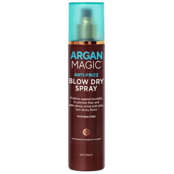 Argan Magic Anti Frizz Blow Dry Spray Protects Against Humidity & Tames Frizz Adds Glossy Shine & Softness Paraben Free, 8 Oz
