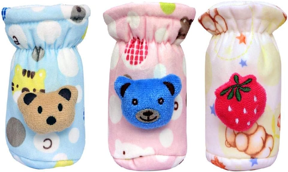 The Cheeky Kidzz Stretchable Soft Velvet Plush Attractive Overall Animal Prints Baby Feeding Cover with Holding Strap Suitable for 40ml 50ml 60ml Feeding Broad and Narrow Neck Feeding Bottles(Pack of