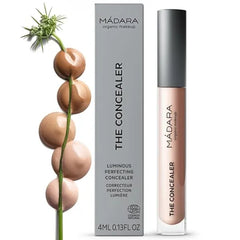 MÁDARA Organic Skincare | Luminous Perfecting Concealer - 4ml, Dewy finish, With hyaluronic acid, Natural concealer for dark circles and blemishes, Vegan, COSMOS natural certified