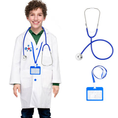 Doctor Costume Kit for Kids, Kids Doctor Costume, Halloween Costumes for Girls with Doctor Coat, Stethoscope for Girls