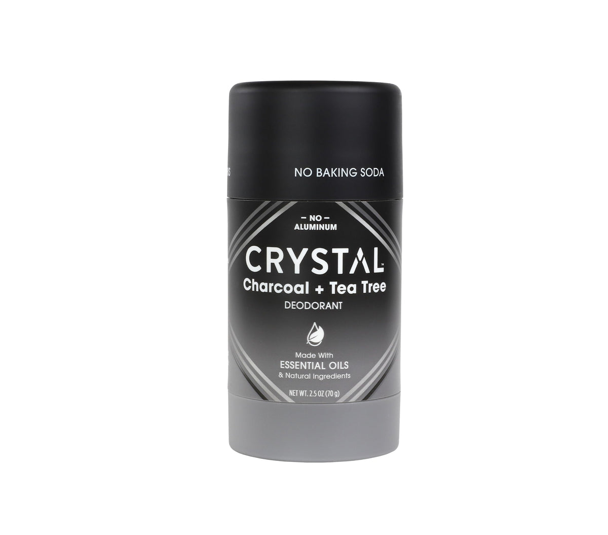 Crystal Essence Magnesium Solid Stick Natural Deodorant, Non-Irritating Aluminum Free Deodorant for Men or Women, Safely and Effectively Fights Odor, Baking Soda Free, Charcoal & Tea Tree, 2.5 oz