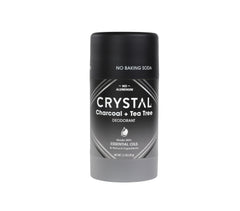 Crystal Essence Magnesium Solid Stick Natural Deodorant, Non-Irritating Aluminum Free Deodorant for Men or Women, Safely and Effectively Fights Odor, Baking Soda Free, Charcoal & Tea Tree, 2.5 oz