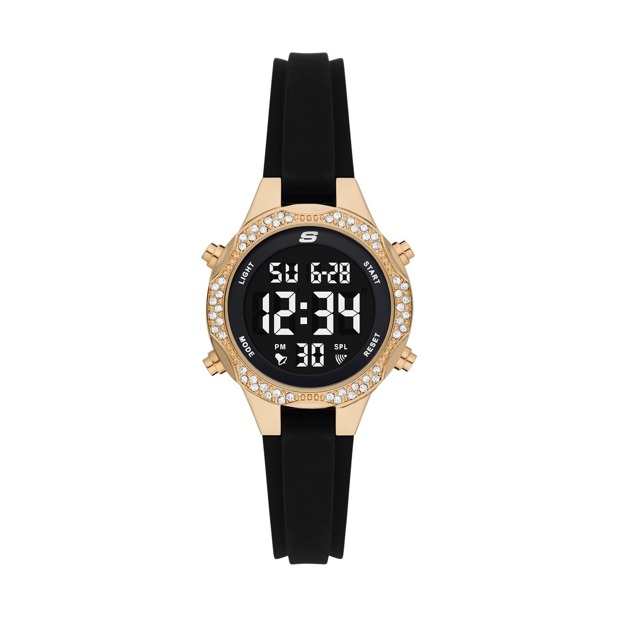 Skechers Women's Brinkley Digital Chronograph Watch, Color: Black, Gold (Model: SR6281), Black