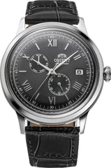 ORIENT RA-AK0704N Men's Bambino Version 8 Leather Band Grey Dial Multifunction Automatic Watch