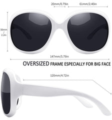 Joopin Polarized Sunglasses for Women, Ladies Big Frame Polarized Eyewear UV400 Protection Driving Fishing - White/Black