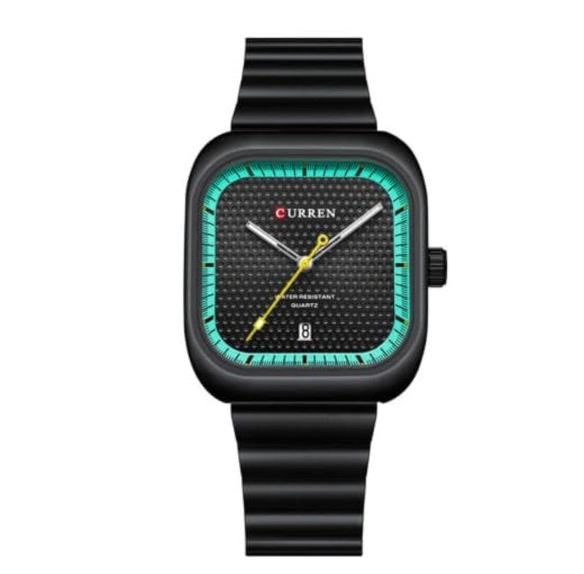 Curren 8460 Casual Steel Strap Square Men Quartz Watch Japan Movement - sky blue