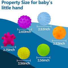 Paporich Baby Textured Multi Ball Set, Sensory Balls for Kids Toddlers 1-3, Extured Hand Catching Balls, 18 Months Baby Learning Grasping Soft Sensory Toys for Kids Gift (Set of 6)