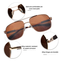 KANASTAL Polarized Sunglasses for Men Women, Large Memory Metal Frame Lightweight Sun Glasses 100% UV400 Protection Shades for Driving
