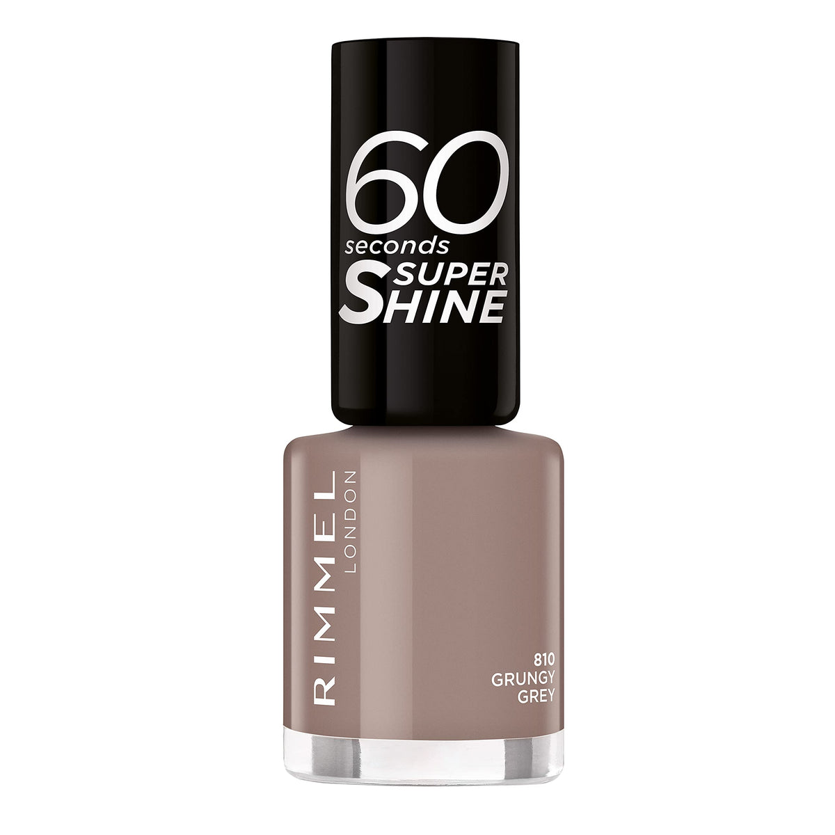 Rimmel London Colour Your Way 60 Second Super Shine Nail Polish - Quick Drying - Resists Chips & Fading, Lasts Up To 10 Days - Precise Application In One Stroke - 810 Grungy Grey, 8 ml