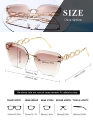 AEVOGUE Oversized Rimless Diamond Cutting Sunglasses for Women (AE0534) - Brown