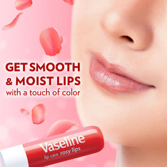 Vaseline Lip Therapy Rosy Lips Lip Balm With Pure Jelly & Light Rose Tint For Soft & Pink Lips| Nourishes & Protects Lips| Non-greasy Lip Moisturizer for Naturally Tinted Lips| 4.8 gm
