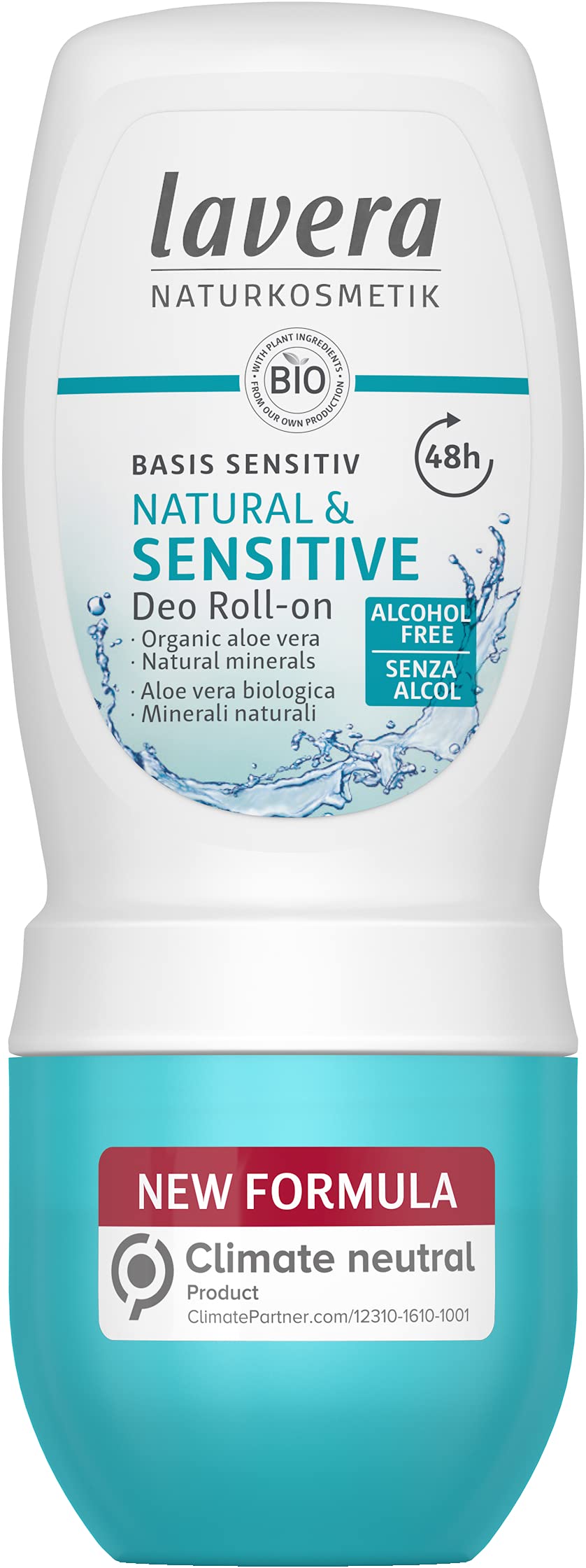 lavera Deo Roll-On basis sensitiv Natural & Sensitive 48 h - vegan cosmetics organic aloe vera minerals without aluminum hours protection 50 ml