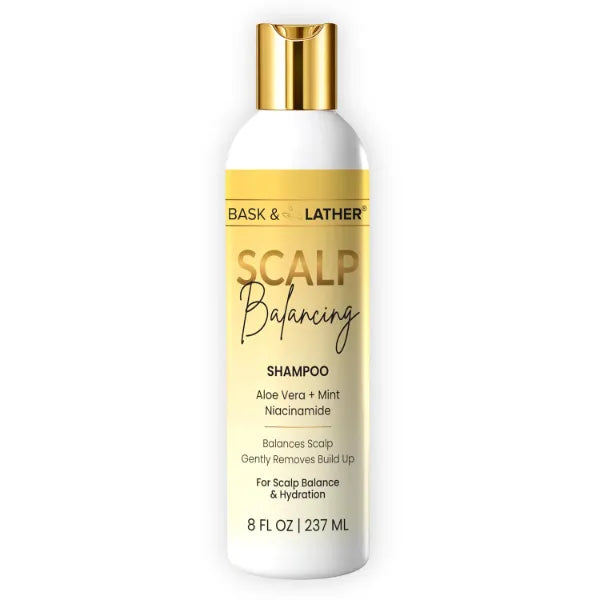 BASK & LATHER Scalp Balancing Shampoo, Sulfate-Free, Aloe & Mint, 8 FL OZ