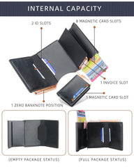 TERRIFI Slim Wallet for Men RFID Smart Front Pocket Minimalist Leather Wallet Antimagnetic Anti Theft Medium Deposit ID Money Bank Card Size Men Gift Brown