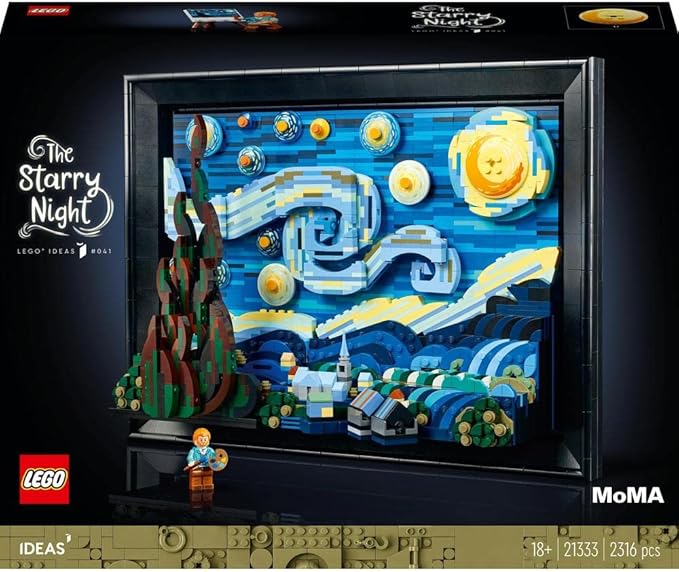 LEGO 21333 Ideas Vincent van Gogh - The Starry Night, Unique 3D Wall Art Home Décor Piece with Artist Minifigure, Creative Crafts Set for Adults