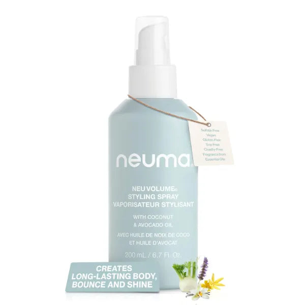 NEUMA Neu Volume Styling Hair Spray 6.7 Fl. Oz. Heat Protectant Volumizing Spray with Fennel, Ylang Ylang, Patchouli, and Vanilla Scent, Hair Volumizer for Fine Hair