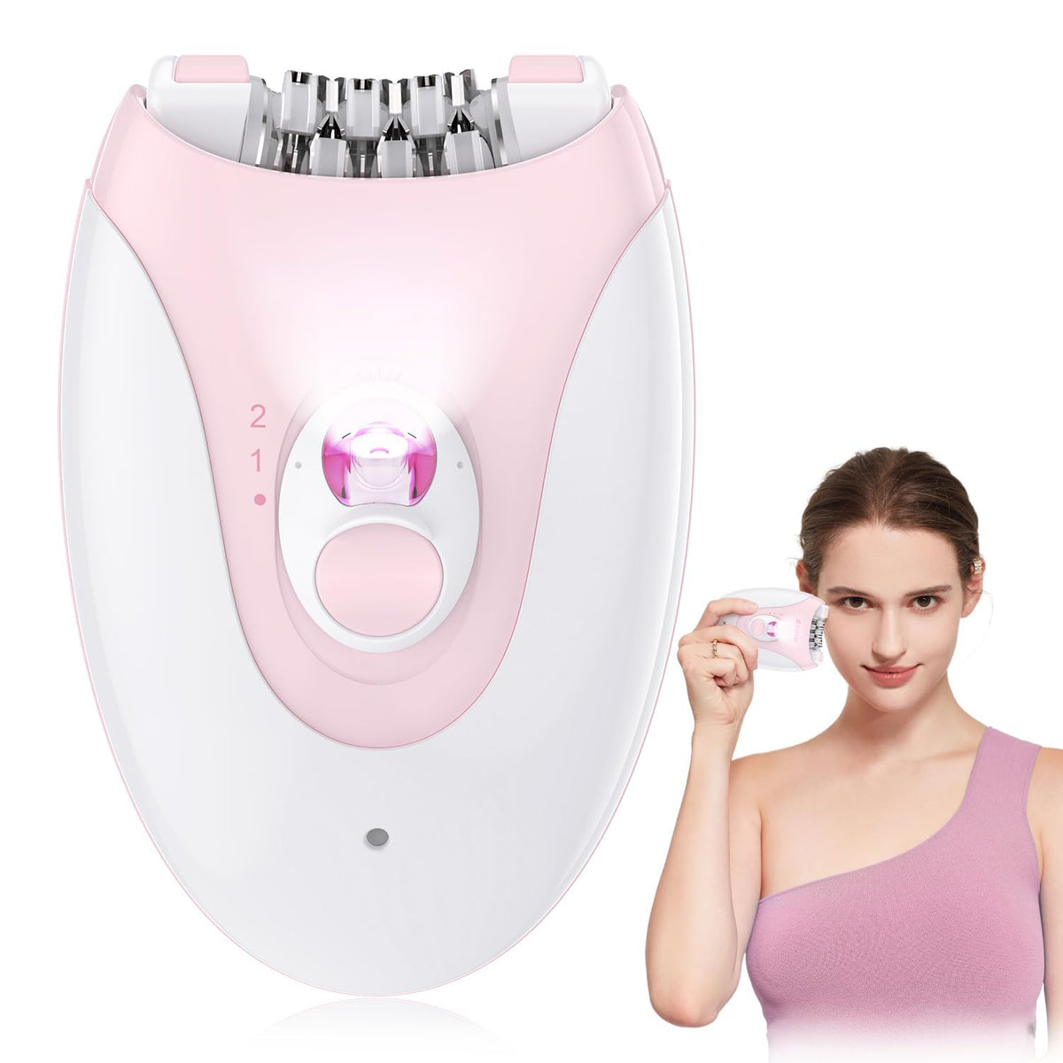 KOWVOWZ Epilator, Epilator with LED Light, 2 Speeds Cordless Hair Removal Device with 36 Tweezers Perfect for Face Armpit Leg and Body