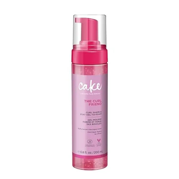 Cake Beauty Gel to Foam Curl Styler, The Curl Friend High Hold & Definition Frizz Protection Infused with Coconut Oil & Shea Butter For Curly Hair Volumizing, Gel to Foam, Flake Free, Frizz Control, For Curly Hair 6.8 fl oz./ 200 mL