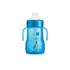 MAM Plastic Trainer Cup (1 Count), Trainer Drinking Cup with Extra-Soft Spout, Spill-Free, and Non-Slip Handles, for Boys 4+ Months, Eight Ounces, Designs May Vary