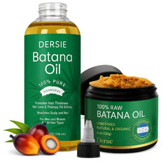 Dersie Batana Oil Bundle for Hair Growth – 100% Pure Liquid & Raw Paste – Authentic Batana Oil from Honduras – Traditional Hair Repair & Nourishment – For Thicker, Stronger, Fuller Hair – 2 x 4oz