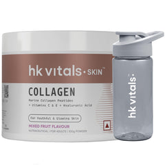 Healthcart HK Vitals Skin Radiance Collagen Powder, Marine Collagen (Mixed Fruit, 100g) Collagen Supplement with Biotin for Healthy Skin, Hair & Nails with Pipette Bottle (Blue-Green, 300ml)