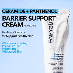 FABYOU Ceramide Panthenol Skin Barrier Support Cream 80ml – Korean Skincare for Moisturizing & Barrier Care with 8 Hyaluronic Acids with a Non-Sticky Formula for Deep Hydration, Sensitive& Dry Skin