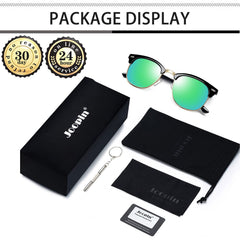Joopin Polarized Semi Rimless Sunglasses Men Women, Classic Half Frame Sun Glasses UV Protection