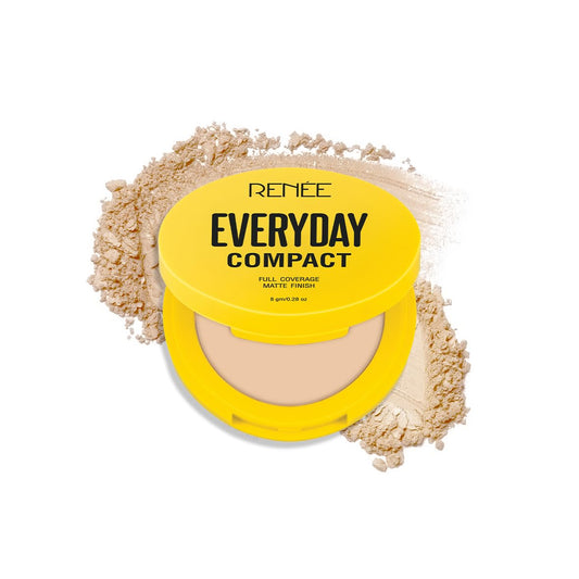 RENEE Everyday Compact Powder - Dsepia, Matte Finish, High Coverage, Ultralight & Silky Smooth Finish, Enriched With Vitamin C & H Yaluronic Acid, Cruelty-free Skincare Infused Makeup, 8gm- Color 04 Dsepia