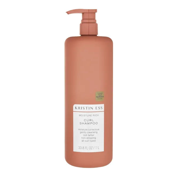 Kristin Ess Moisture Rich Curl Shampoo for Wavy to Tight Curls 2A-4C - Lightly-Clarifying, Anti-Frizz, Sulfate, Paraben & Silicone Free, 33.8 fl. oz