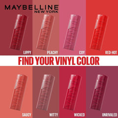 Maybelline Liquid Lipstick, High-Glossy Finish, Lasts For 16Hrs Enriched With Vitamin E & Aloe, SuperStay Vinyl Ink, Peachy