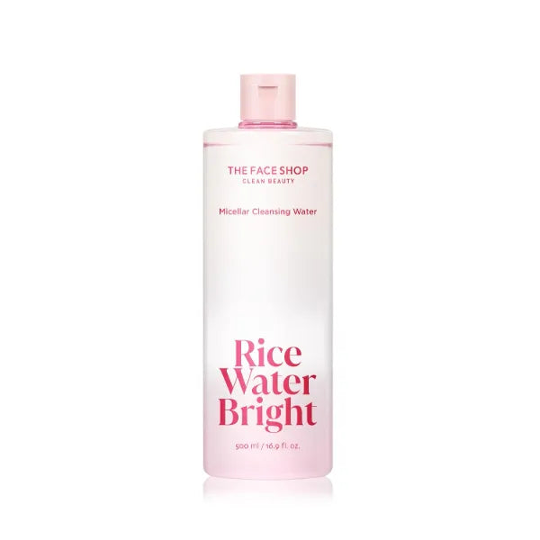 The Face Shop Rice Water Bright Micellar Water, Hydrating Face Cleanser and Makeup Remover, with Rice Active Complex, Gentle for Sensitive Skin, 16.9 fl. Oz