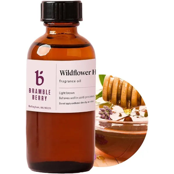 Bramble Berry Wildflower Honey Fragrance Oil 2 oz Sweet Floral & Golden Honey Scent for Soap, Candles, Bath Bombs & Lotion Skin Safe, Vegan, Paraben & Phthalate Free, DIY Craft Essential