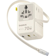 Baseus EnerCore CG11 70W Universal Travel Adapter with USB-C Retractable Cable